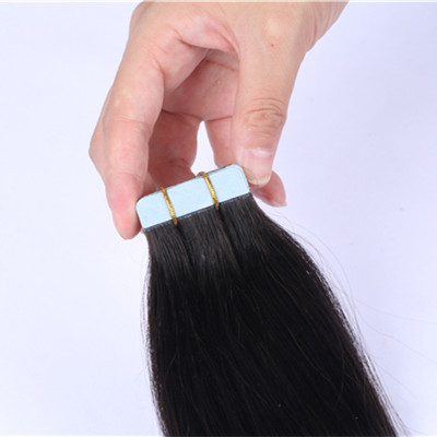 Invisible black remy human tape in hair extensions, double drawn tape in extensions.HN200